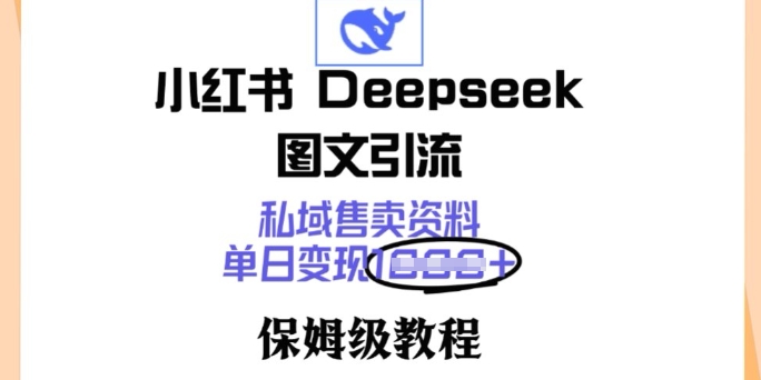 小红书Deepseek图文引流，私域售卖资料，单日变现多张，保姆级教程-灵创汇