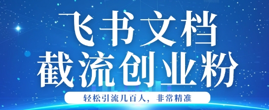 利用飞书文档截流创业粉轻松引流200+-灵创汇