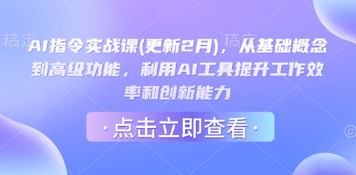AI指令实战课(更新2月)，从基础概念到高级功能，利用AI工具提升工作效率和创新能力-灵创汇