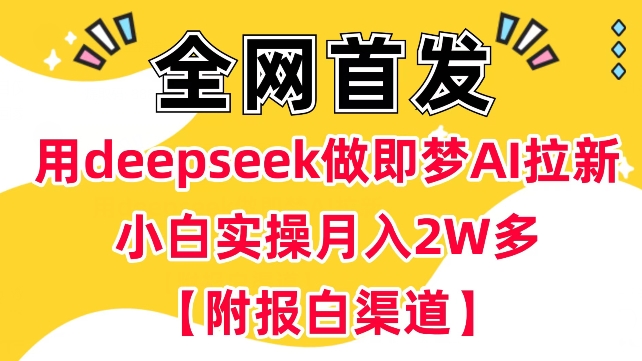 用deepseek做即梦Ai拉新 小白实操月入过W+【附报白渠道】-灵创汇